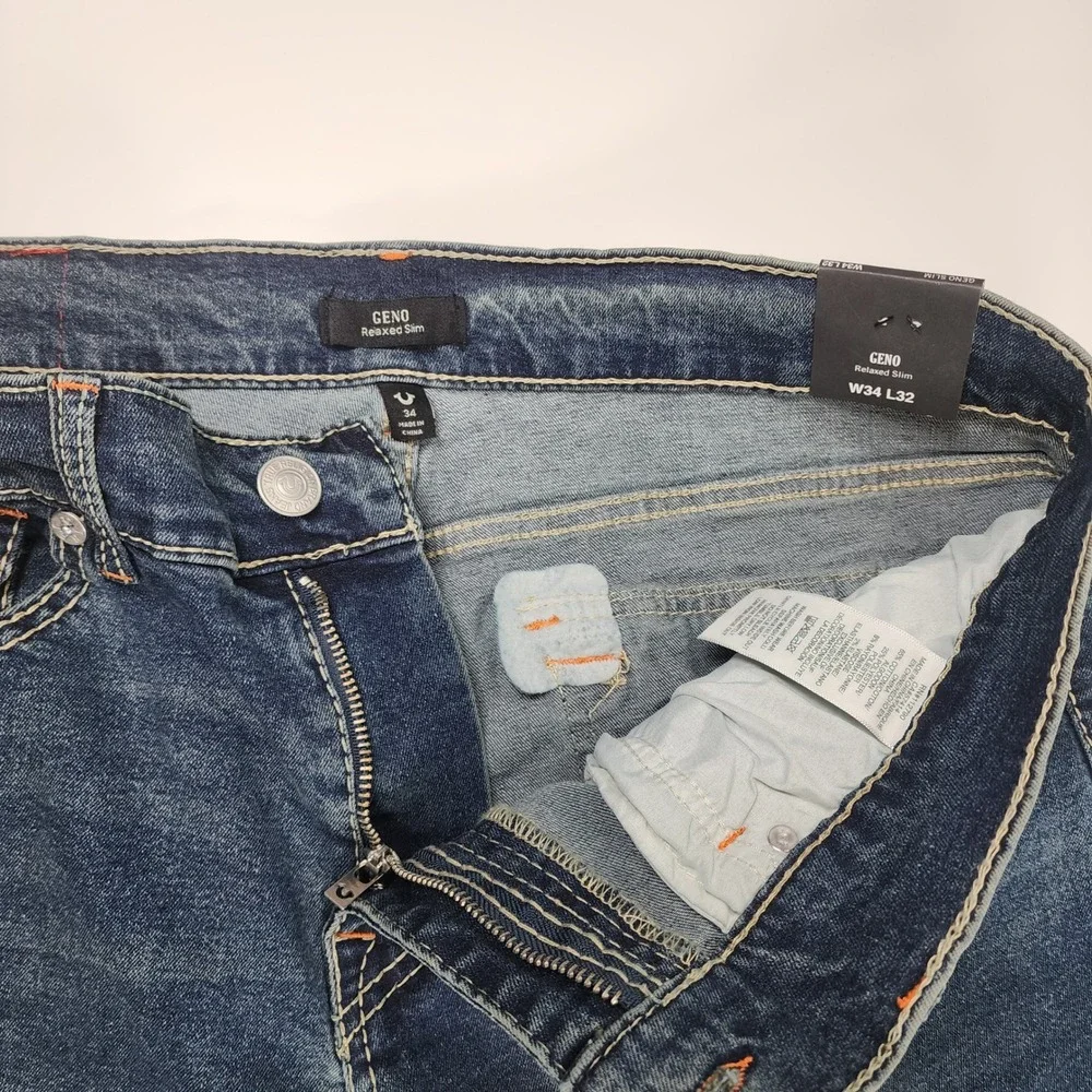 True Religion Geno‎ Men's Jeans Size 34X32 Y2K Streetwear Big Flap NWT